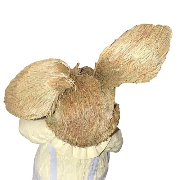 Vintage Easter Sisal Straw Fur Bunny Rabbit  Tabletop Shelf Decoration Set Of 3 - Picture 11 of 13